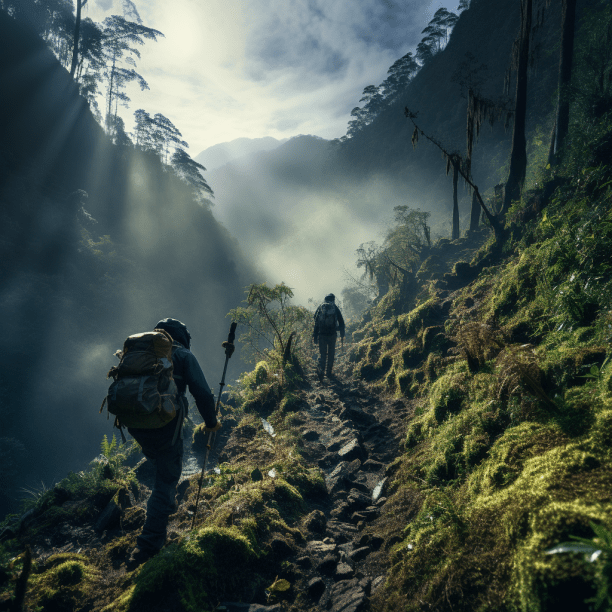 hiking down acatenango volcano