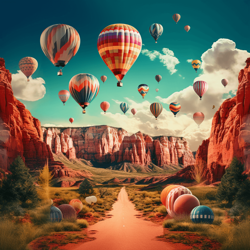 a colorful collage of travel landscape images edited
