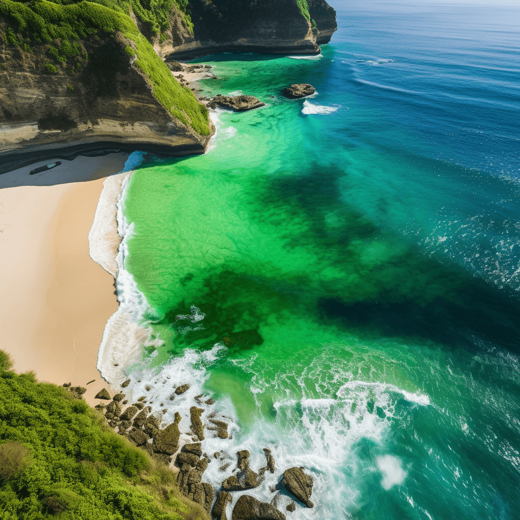 green bowl beach uluwatu bali drone photo