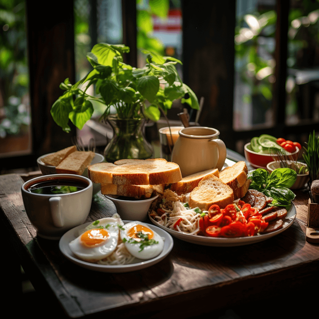 Breakfast on backpacker's street Ho Chi Minh