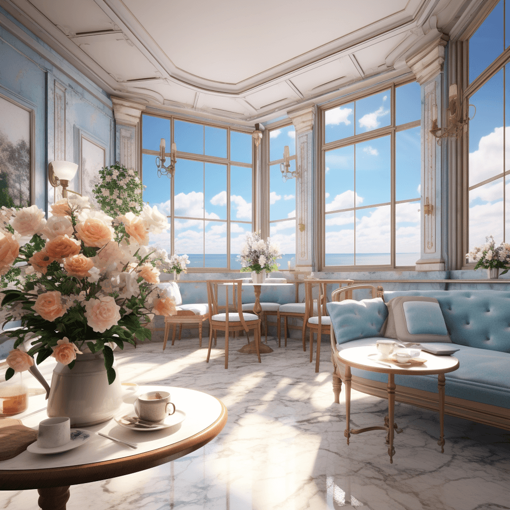 marble table with an elegant vase and a bouquet of freshly cut flowers