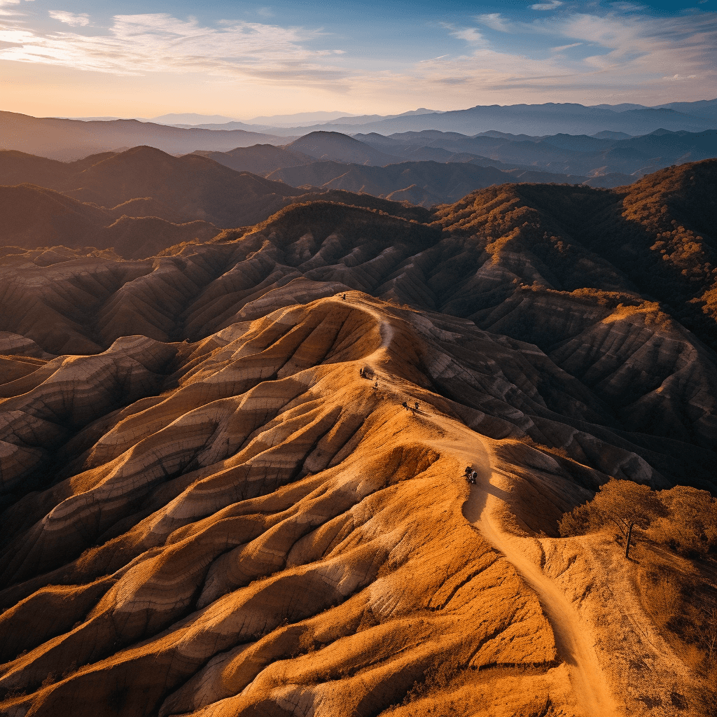 Epic aerial view of Pye Canyon during golden hour