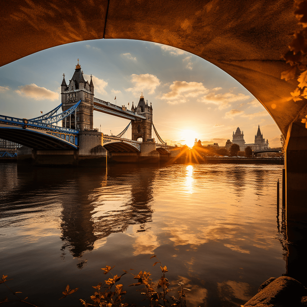 capturing a beautiful sunset over the River Thames and London Bridge in London, England