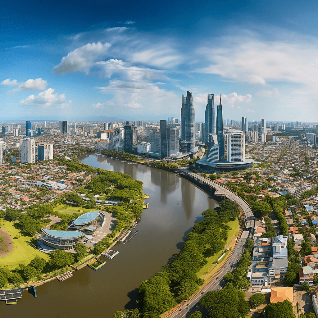 View of Ho Chi Minh City looking at district 1 from district 4