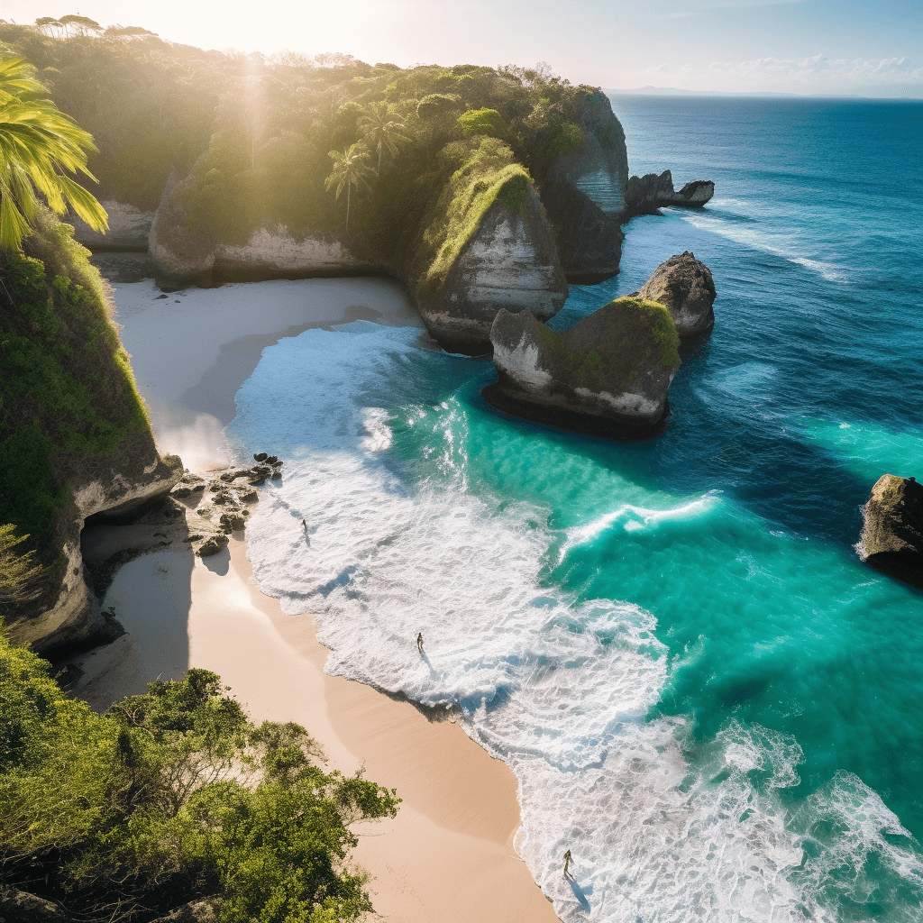 view of the kelingking beach on nusa penida