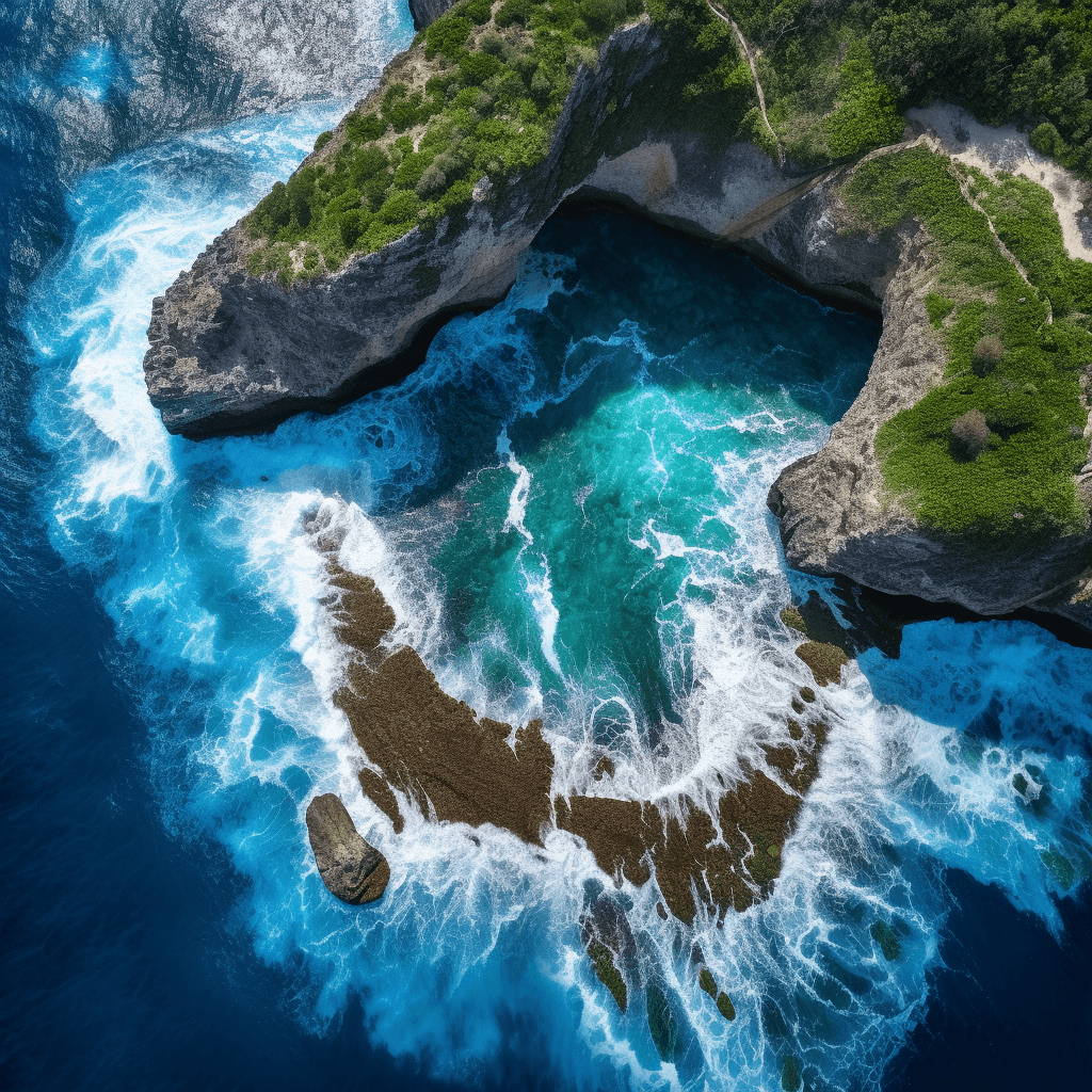 Broken beach on Nusa Penida Indonesia