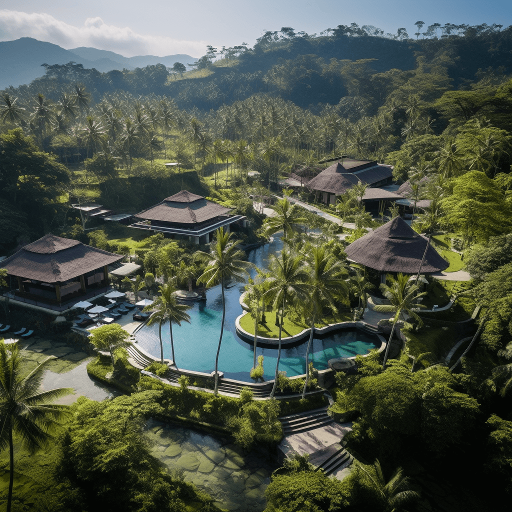 drone photography of ekommunity bali