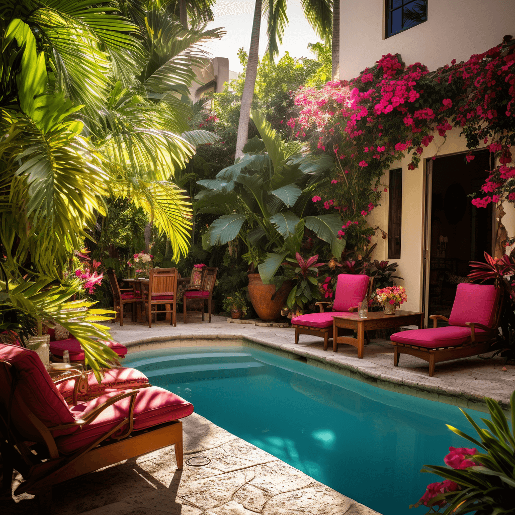 yard of our airbnb rental in tulum