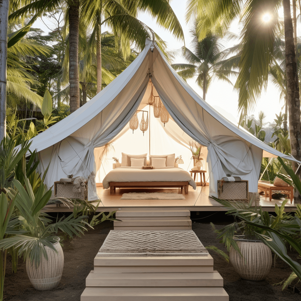 Glamping tent at ekommunity yoga bali in munduk