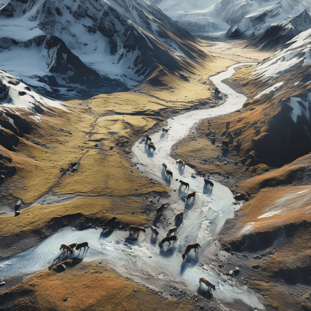 horses roaming the mountains in peru