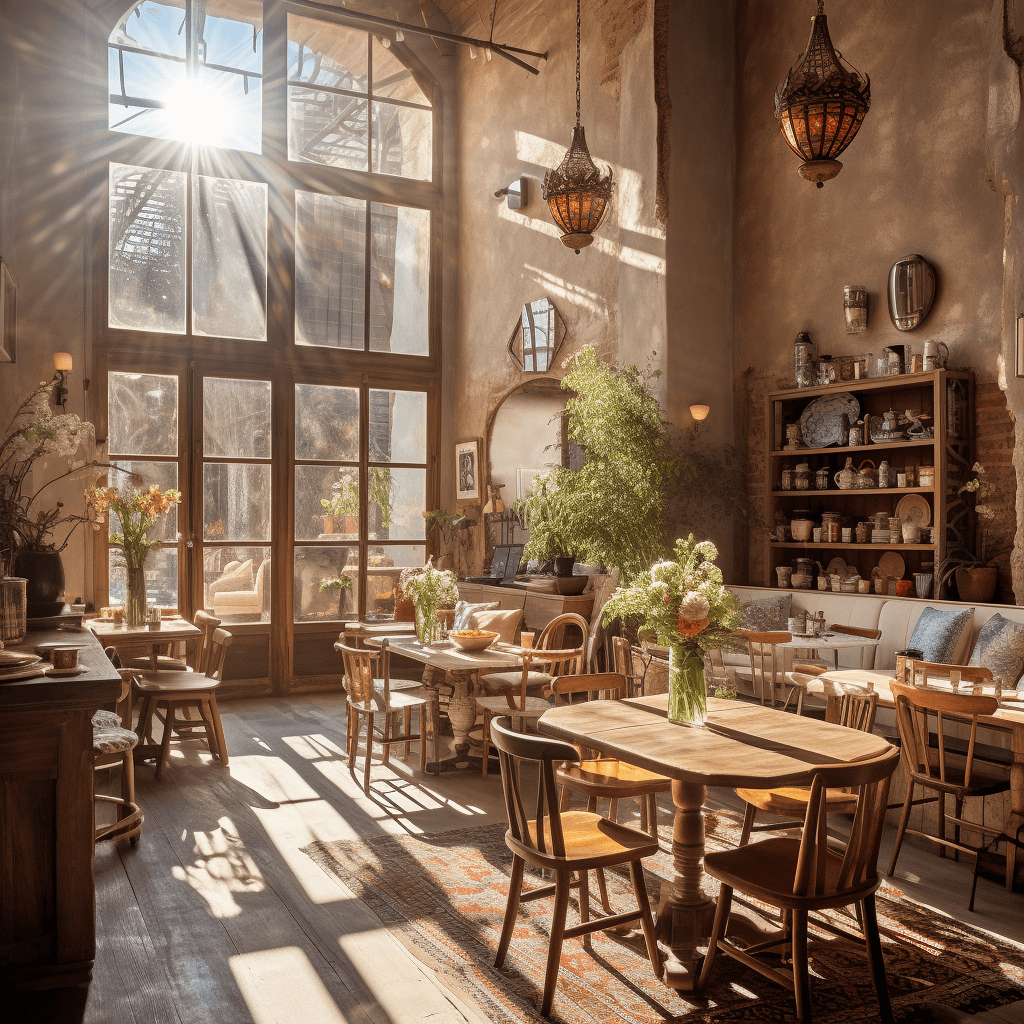 A cozy interior scene of L'Atelier Cafe Concept