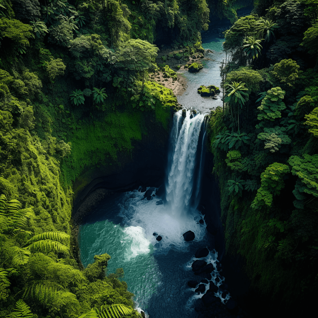 Nungnung waterfall seen from above