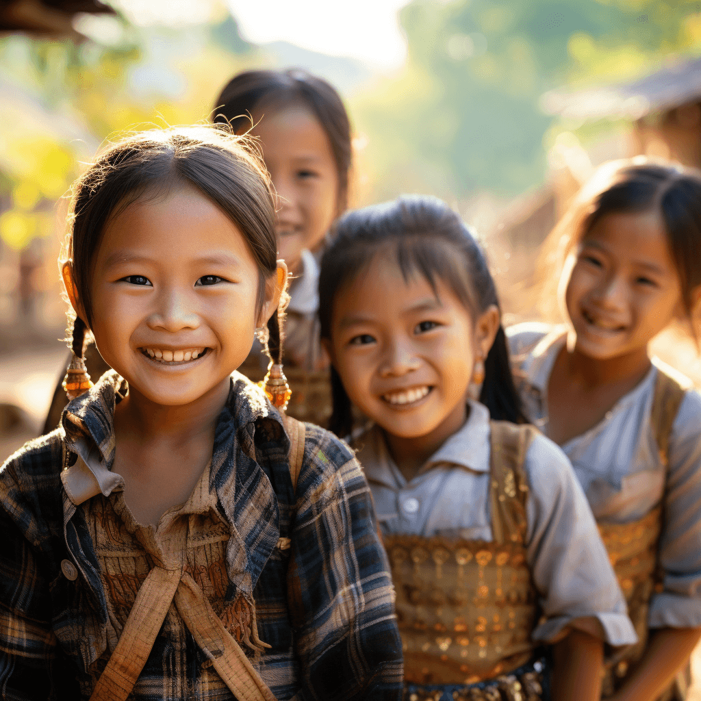Laos children in local village