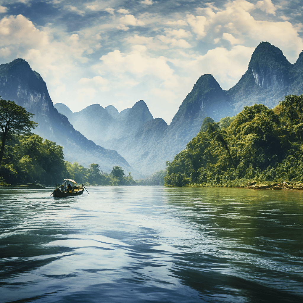 Laos mountains mekong river from the slow boat