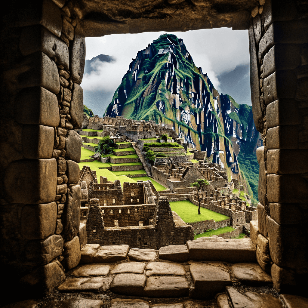 view out of the old walls of machu picchu