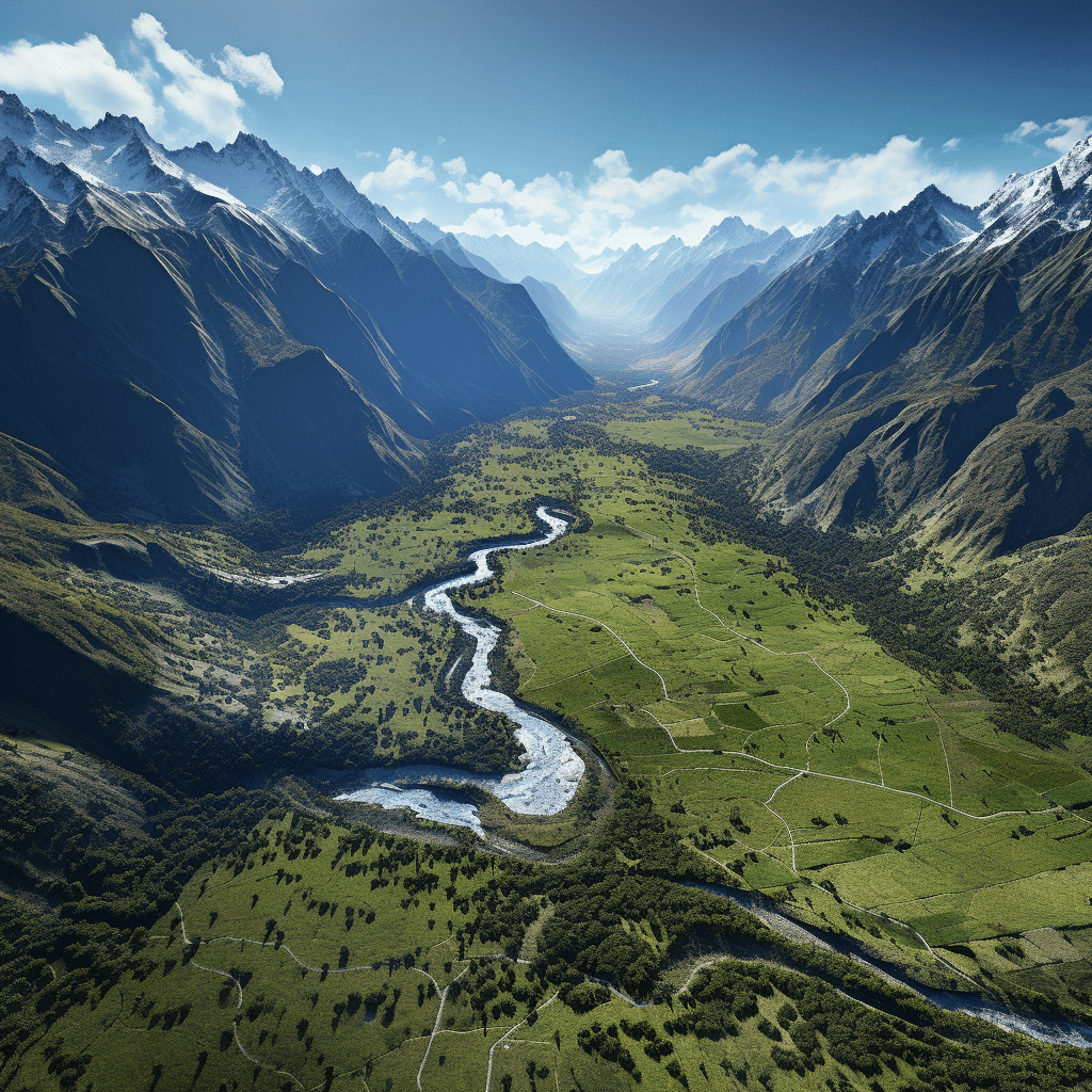 the view of the valley hiking down from humantay lake