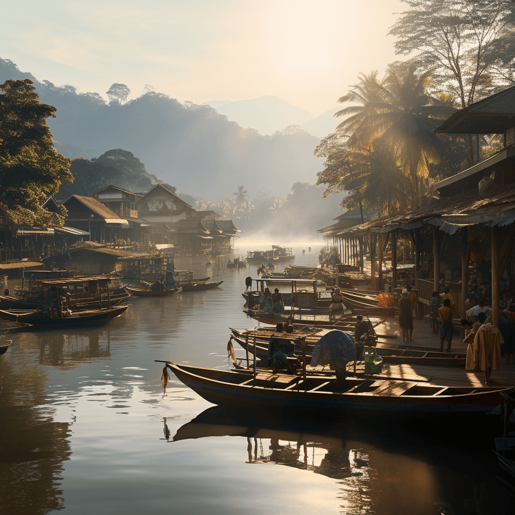 Slow boat terminal in luang prabang laos