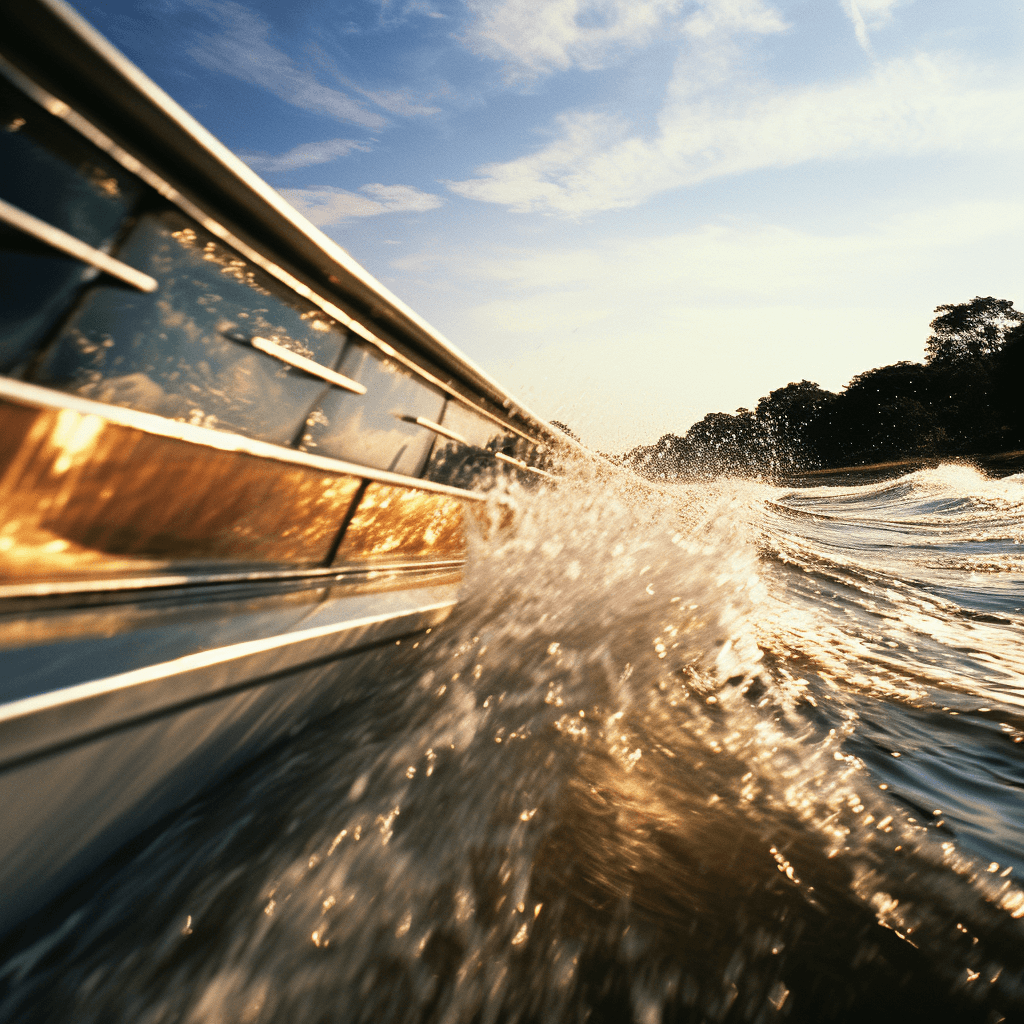 Speed boat on mekong river in Laos