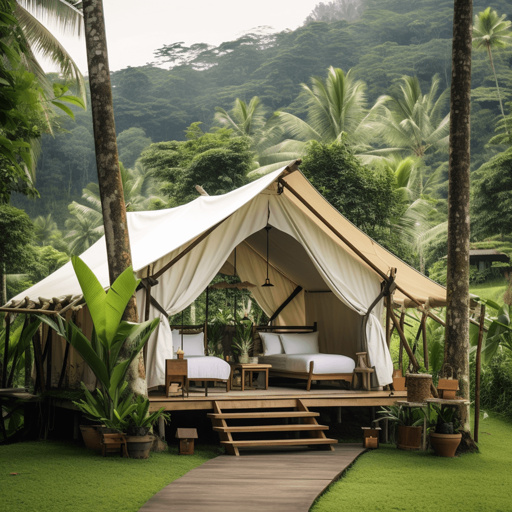 tent at ekommunity glamping in munduk, bali, indonesia