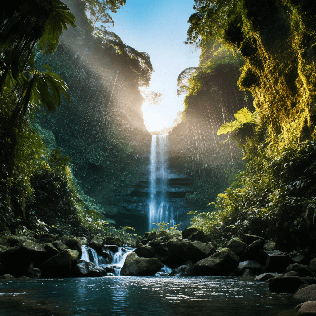 golden valley waterfall near ekommunity in munduk bali