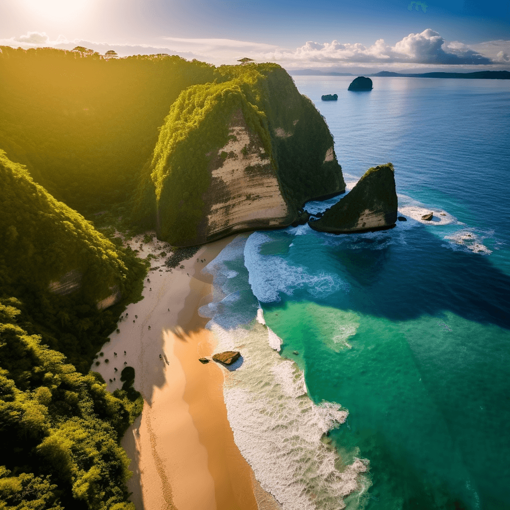 kelingking beach drone photography