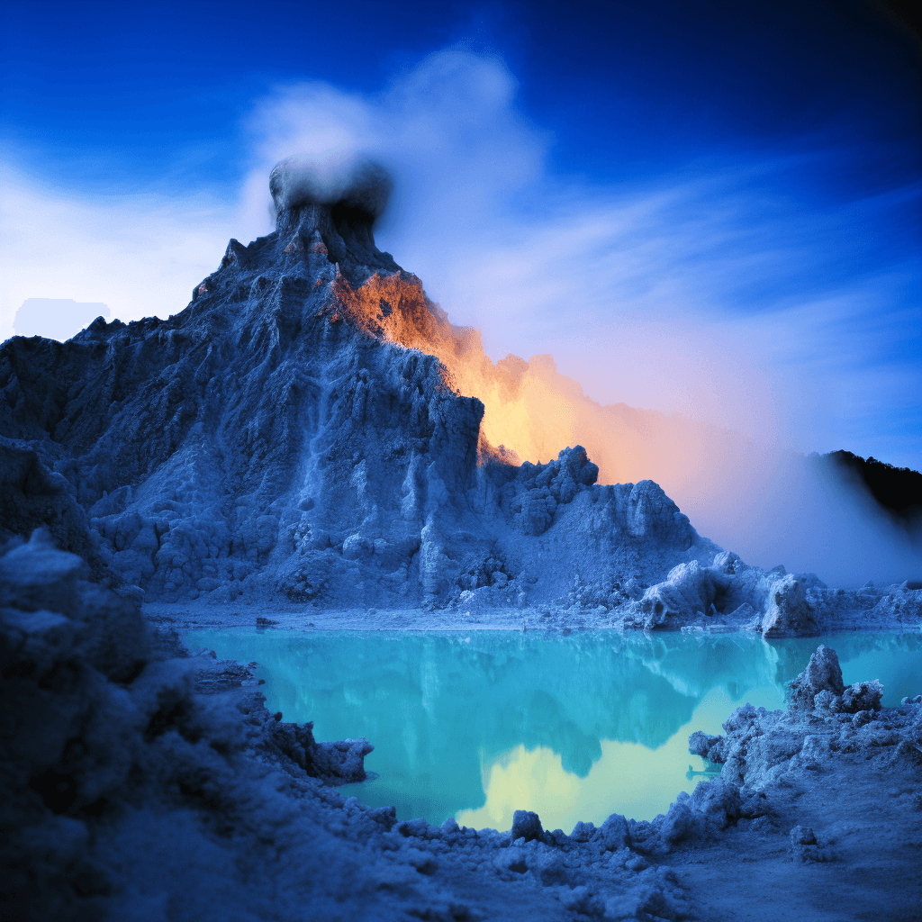 photograph of the electric blue Kawah Ijen crater lake